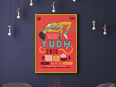 TSEC Yudh 2018 event poster design college design event games illustration mumbai poster sports vintage