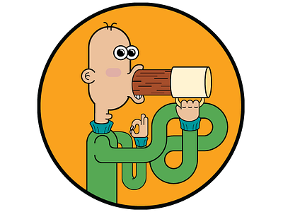The Good Stuff. arms bald coffee cup good icon illustration logo vector