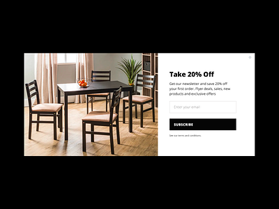 Email Pop Up for Furniture Retailer