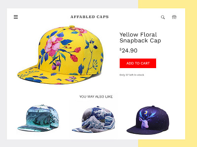 Affabled Caps Product Page digital design interface mockup ui ux web design ecommerce webdesign