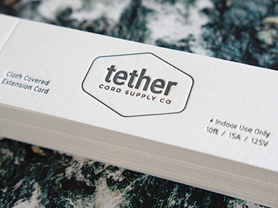 Tether Cord Supply Co. black white cords identity letterpress logo