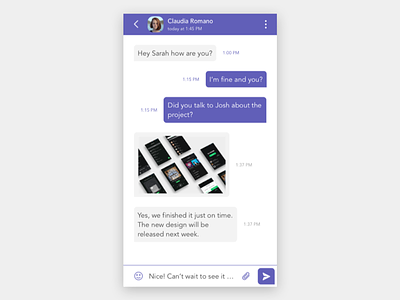 Direct Messaging chatting interface message messaging mobile ui purple ui whatsapp