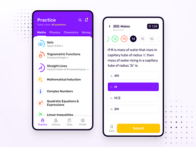 IdeaBoard | Education App Redesign app colorful concept education exam figma flat icon iconography maths minimal modern pattern physics study test ui ux