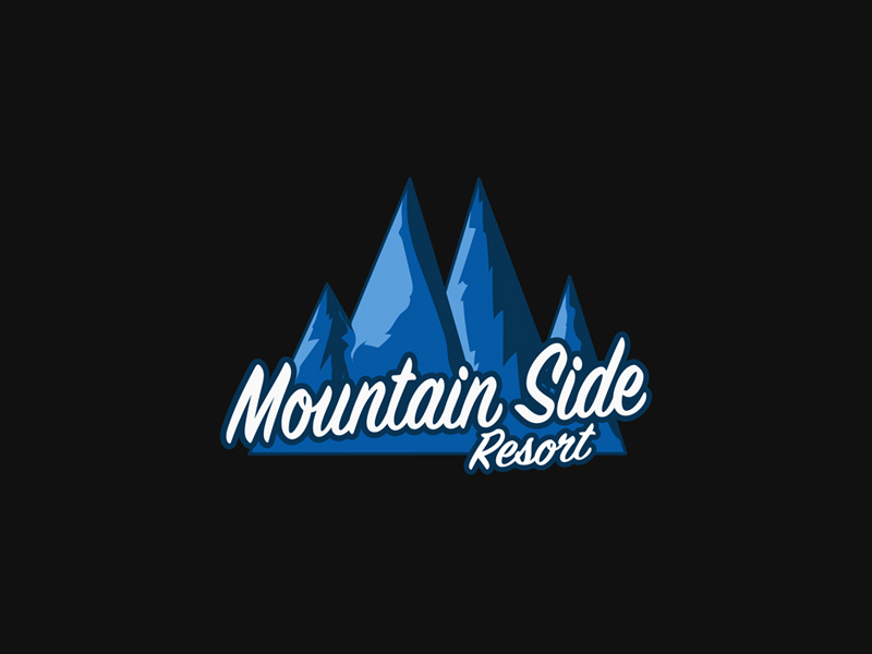 Mountain Side Resort calligraphy black gray blue logo resort side mountain