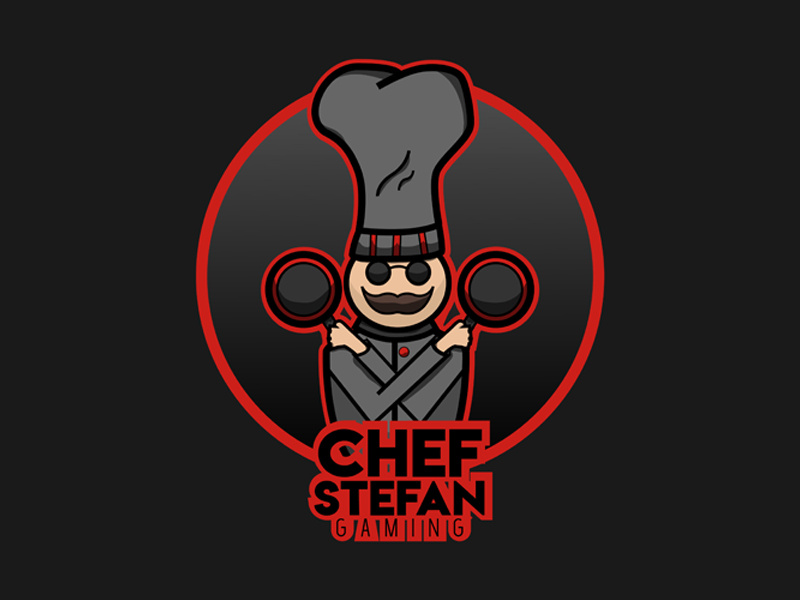 Gaming Logo youtube mascot design chef red logo gaming