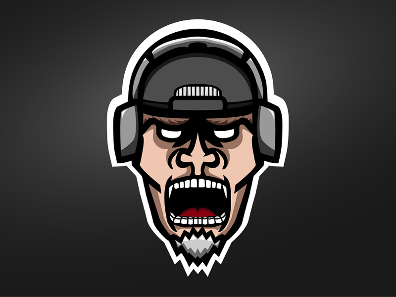 BubbaChubbs Mascot Logo headphones goatee gaming mad man logo mascot