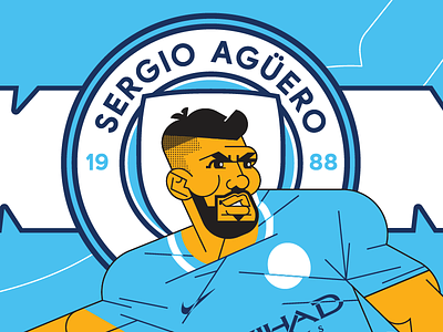Sergio Aguero aguero football illustration manchester city portrait soccer vector