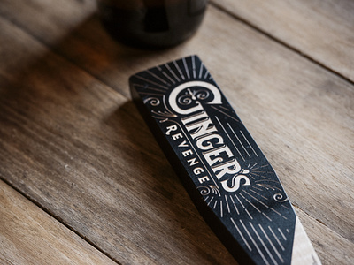 Ginger's Revenge Brewing in Asheville, NC 1930s asheville beer branding brewery deco filigree ginger ginger beer gluten freen laser engraved north carolina tap handle vintage wood