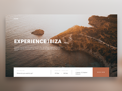 Experience Ibiza Travel UI design hero homepage hotel ibiza landing landing page travel ui ui design web web design website