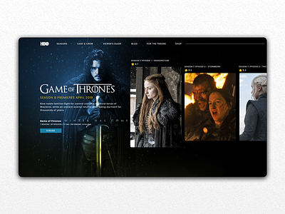 HBO - Game of Thrones UI Concept app clean design flat game game of thrones hero homepage landing landing page minimal offf thrones ui ui design web web design website