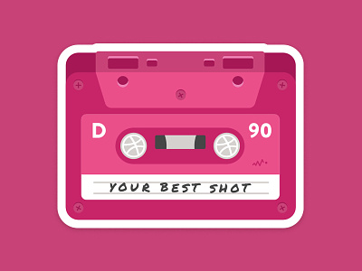 Your Best Shot cassette dribbble icon label music nostalgia pink playoff retro sticker sticker mule tape