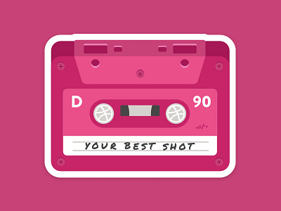 Your Best Shot cassette dribbble icon label music nostalgia pink playoff retro sticker sticker mule tape