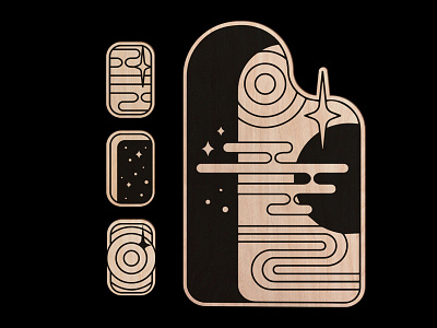 Encountered black branding cut design icon illustration lines logo material minimal print screenprint space stars ui vector