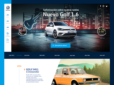 Landing History Volkswagen Golf 2 design flat landing site ui user friendly ux web webdesign website