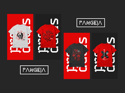 Pangeia T-shirts black brand branding camisa cinema drawn film illustrator logo movie pangeia produtora red shirts tshirts underground