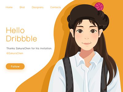 Hello，Dribbble~ illustration，debut，ps，girl