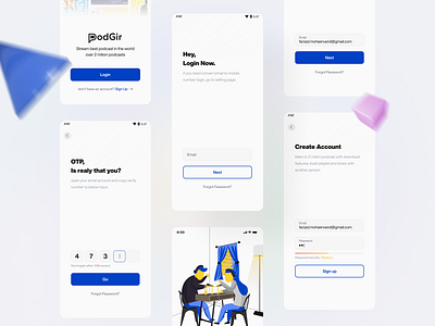 PodGir - Podcast App Login android app application apps blue design illustration ios login minimal player podcast splash splash screen ui ui design ux ux design