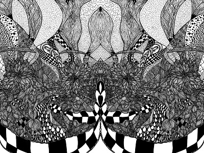 Sober drawing illustration ink line lines pen psychedelic surreal
