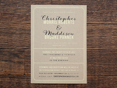 Chris & Mad invitation kraft wedding