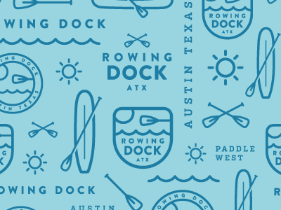 Rowing Dock pattern branding canoe lake paddle pattern sun sup water