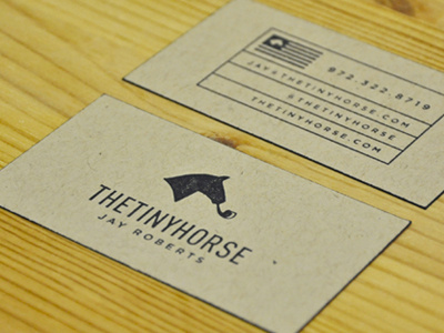 thetinyhorse Business Cards black business card collateral french paper identity kraft stamp