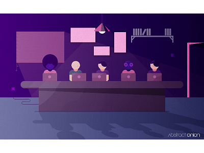 Co-working Space Illustration. debut drawing illustrations illustrator purple working space