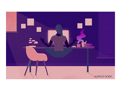 In the Zone beautiful drawing girl illustrations illustrator nerd purple work working space