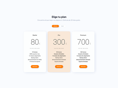 Pricing table for the web design pricing table ui web