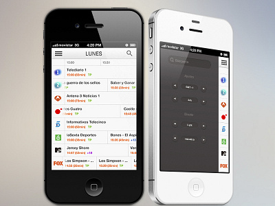 TV Guide App app design guide iphone light program tv