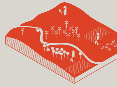 topography graphic farm farm infographic isometric red