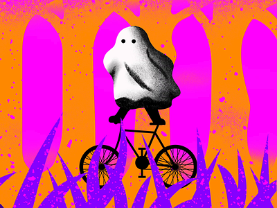 Ghosty got it! after effects animation bike forest ghost illustration procreate