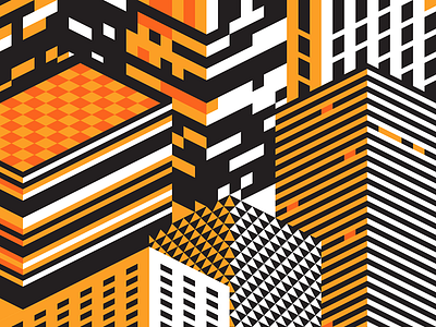 Dead End City 3 color buildings city geometric illustration isometric urban wip