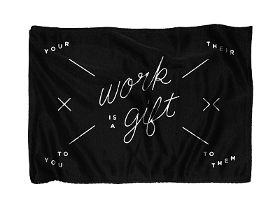 Work = Gift flag gift monoline script type typography work