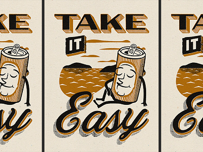 Take It Easy beer cartoon character easy it ocean script shadow take texture type vintage