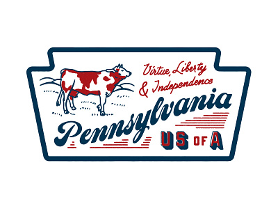 Pennsylvania Cow Patch cow keystone motto pa pennsylvania script type usa