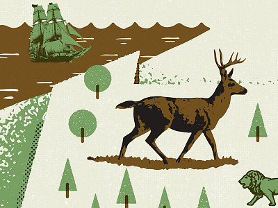 PA Map Detail 1 deer erie flagship illustration lake pa texture tree trees