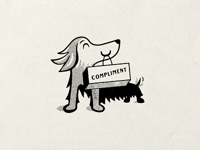 Good Boy box dog halftone illustration