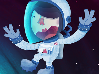 Gravity astronaut cartoon illustration movie sandra bullock space
