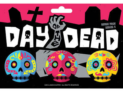 Day of the Dead - Series 1 badges cartoon day of the dead illustration pins sugar skull