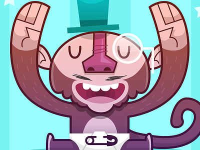 Baby Poster - Xavi - Redux baby blend cartoon illustration monkey outline poster