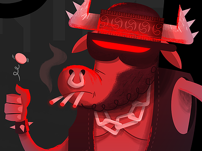 Bounty Hunter - Psycowtic bounty hunter cartoon cow illustration samurai jack