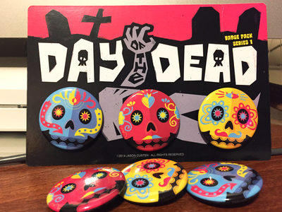 Day of the Dead - Series 1 - Legit badges cartoon halloween illustration pins sugar skulls
