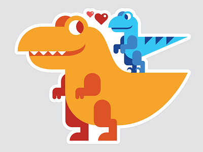 Best of Friends: T-Rex & Blue cartoon dinosaur illustration jurassic park jurassic world tyrannosaurus rex velociraptor