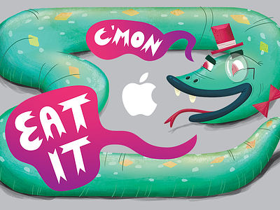 Macbook Pro Sticker apple cartoon decal garden of eden illustration snake sticker tempting