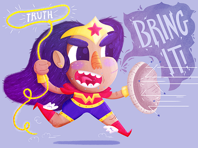 Wonder Woman is Rad batman cartoon dc comics diana prince illustration lasso of truth superman