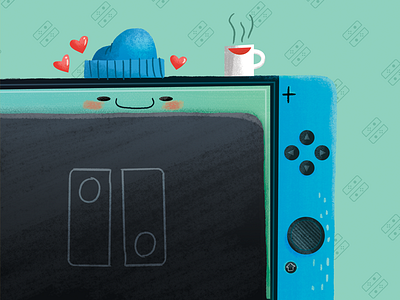 Nintendo Switch - Snuggling in the dock cartoon device illustration inspiration videogames