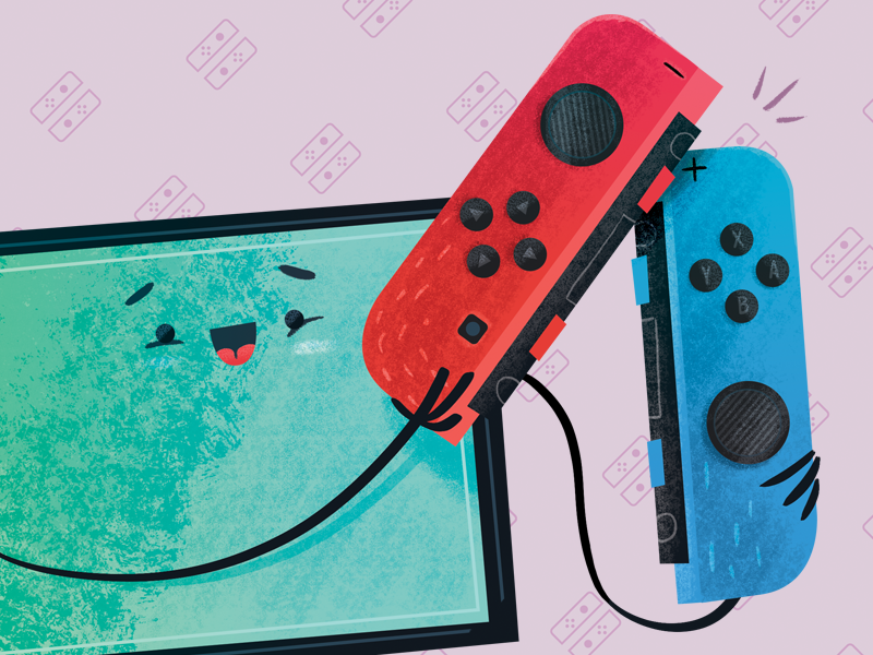 Nintendo Switch - Joycons videogames device cartoon inspiration illustration