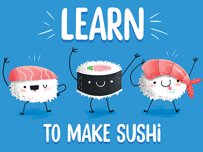 Christmas Sushi california roll cartoon food illustration inspiration shrimp