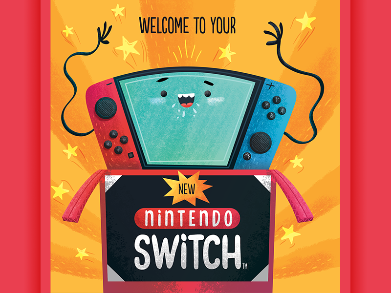 Nintendo Switch - Cover book videogames device cartoon inspiration illustration