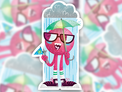 Seattle Dribbble Meetup - Sticker 2 basketball cartoon dribbble illustration rain seattle tourist